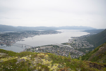 landscape view of the city of Tromso in northern Norway