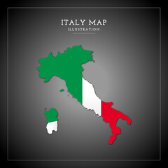 3D Italy Map Vector Illustration