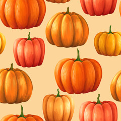 seamless pattern of pumpkins. For halloween or thanksgiving design.