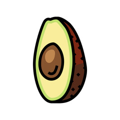 cut brown avocado color icon vector. cut brown avocado sign. isolated symbol illustration