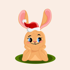 brown hare in a red hat