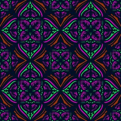 Seamless pattern tile with mandala, vintage decorative elements illustration, Ethnic mandala with colorful tribal ornaments, Islam,turkish, Arabic, Indian, ottoman pattern