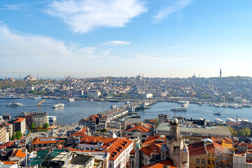 Aerial view of Istanbul historical district on sunny day