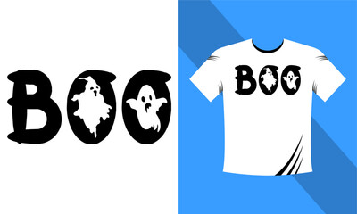 Boo - Halloween SVG T-Shirt design template. Happy Halloween t-shirt design template easy to print all-purpose for men, women, and children