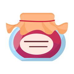 A glass jar of jam. Vector cartoon illustration