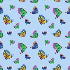seamless pattern with colored butterflies