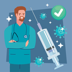 doctor with vaccine injection