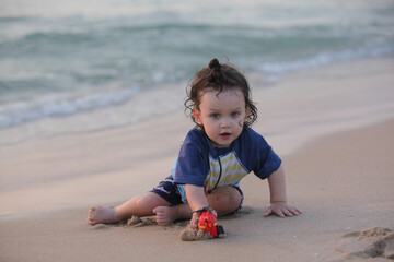 evening on the beach with my son 