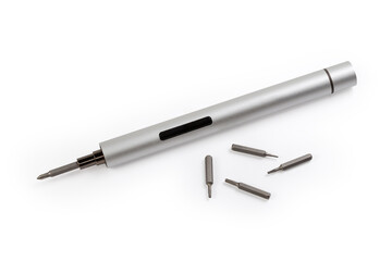 Electric mini screwdriver and different interchangeable bits