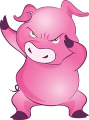 cute little pigs cheerful funny dance and many emotion acting