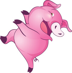 cute little pigs cheerful funny dance and many emotion acting