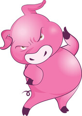 cute little pigs cheerful funny dance and many emotion acting