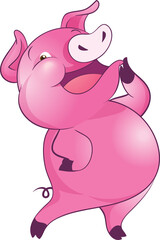 cute little pigs cheerful funny dance and many emotion acting