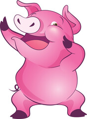 cute little pigs cheerful funny dance and many emotion acting