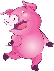 cute little pigs cheerful funny dance and many emotion acting