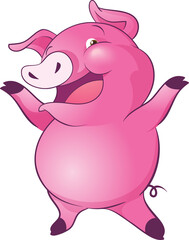 cute little pigs cheerful funny dance and many emotion acting