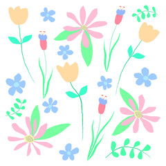Light elegant modern background with flowers. Vector illustration.