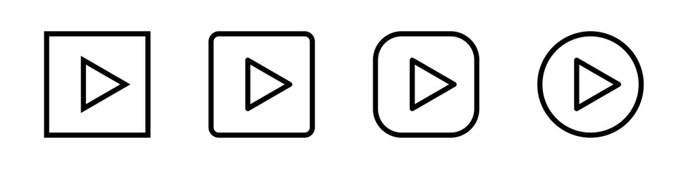 Play button icons. Set of symbol on a white background. Video audio player. Vector illustration