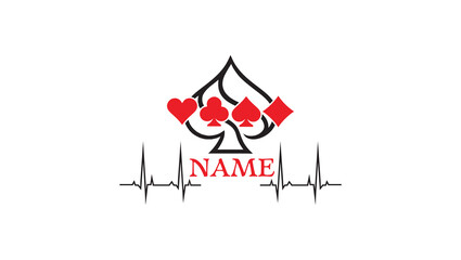 Poker Heartbeat Minimal Logo Design