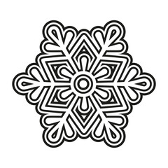 Vector winter logo design. Black and white snowflake