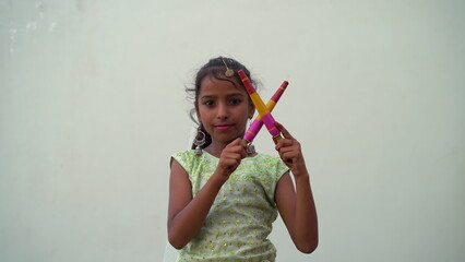 Beautiful Indian girl in traditional chaniya choli for navratri. Navratri is an Indian Festival and Chaniya choli its traditional costume