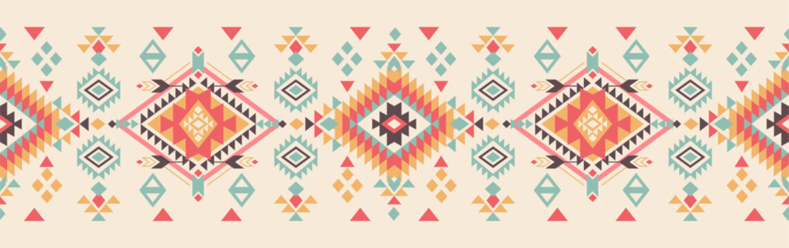 Vector seamless decorative ethnic pattern. Indian motifs. Design for background, carpet, wallpaper, clothing and other. Vector illustration. Aztec style.
