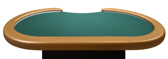 Poker table with green cloth isolated on white background