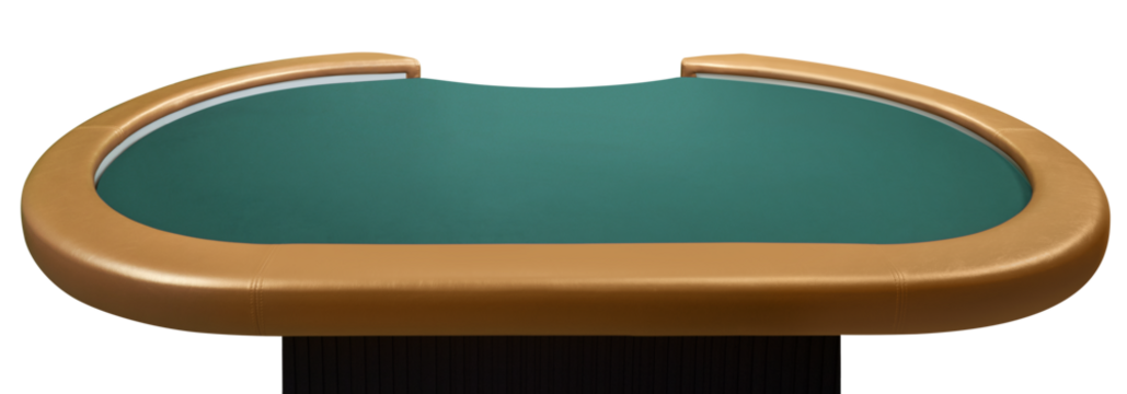 Poker table with green cloth isolated on white background