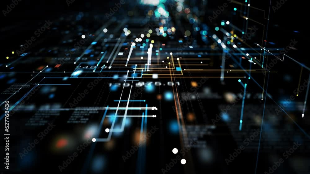 Poster Technology High Speed Internet Connection and Data Analysis, Digital Cyberspace with Particles and Digital Data Network Connections. Technology Digital Abstract Background.