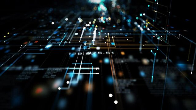 Technology High Speed Internet Connection and Data Analysis, Digital Cyberspace with Particles and Digital Data Network Connections. Technology Digital Abstract Background.