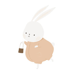 set of cute bunnies, childish hand painted illustration. Baby designg, nursery, print