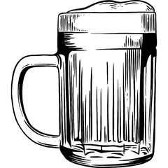 Hand drawn Glass of Beer Sketch Illustration