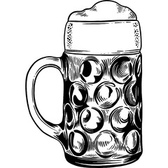 Hand drawn Glass of Beer Sketch Illustration - obrazy, fototapety, plakaty