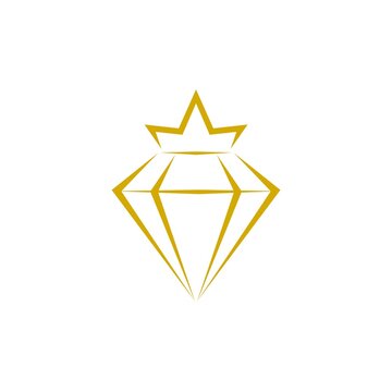 Elegant diamond crown simple logo design isolated on white background
