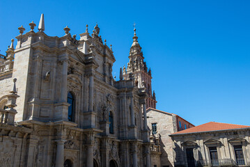 Fototapeta na wymiar like a pilgrim arriving in Santiago de Compostela