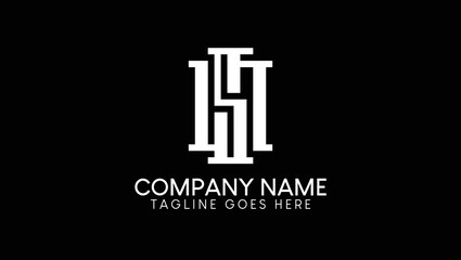 Letters HS Name Initials Monogram Lettermark Minimal Modern Logo Design Template