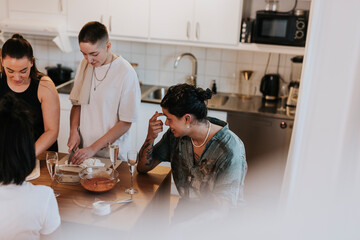 Friends having meeting at home