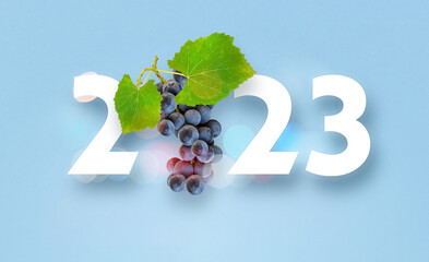 happy new year 2023 Year 2023 with Grapes