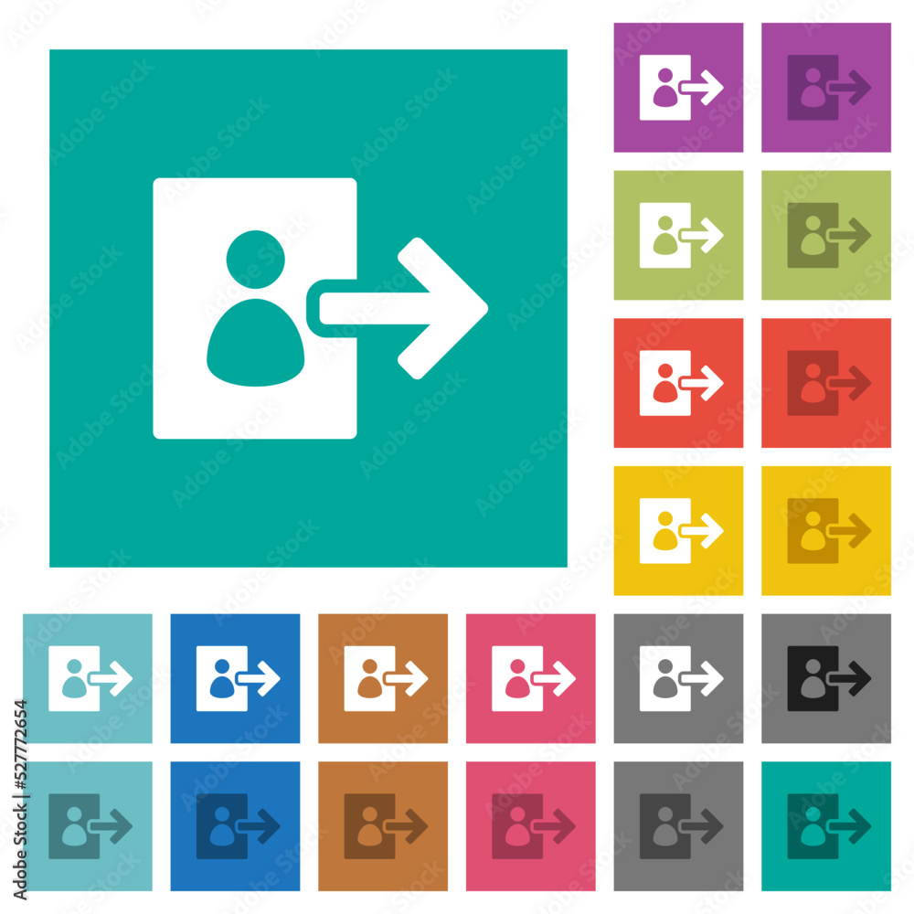Poster user logout solid square flat multi colored icons