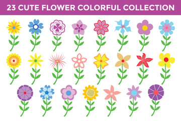 Fototapeta na wymiar cute flower colorful decoration collection