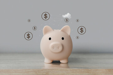 Fototapeta premium business finance and saving money investment, Icon graphic with piggy bank saving concept. Balance savings and investment