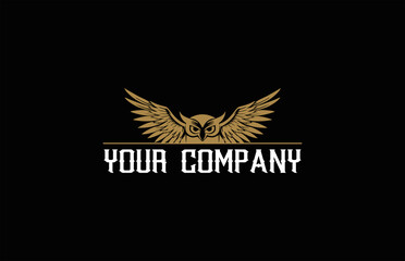 Owl Logo Vintage In gold color