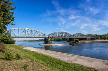Fototapeta na wymiar Railway bridge Ernest Malinowski in Torun, Kuyavian-Pomeranian Voivodeship, Poland