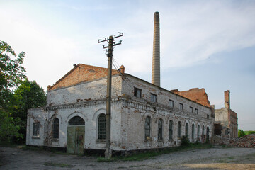 Destroyed brick walls of the factory.