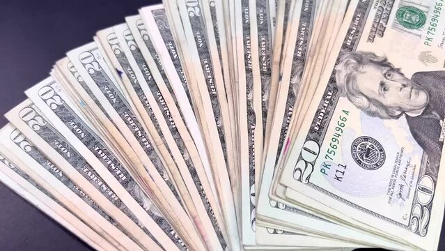 fan of real 20 dollar bills. used