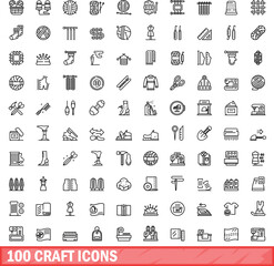 100 craft icons set. Outline illustration of 100 craft icons vector set isolated on white background