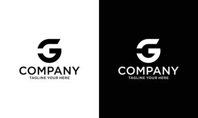 G Unique abstract geometric vector logo design on a black and white background.