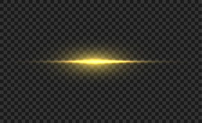 Golden glowing light. Gold glow flash with sparcle. Vector sunrise effect. Realistic shiny beam set © elena_garder