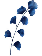 Flower watercolor in blue art illustration