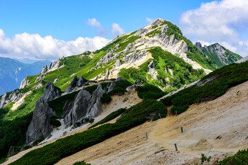 Mount Tsubakuro in Japan with a beautiful contrast between stone pine and granite